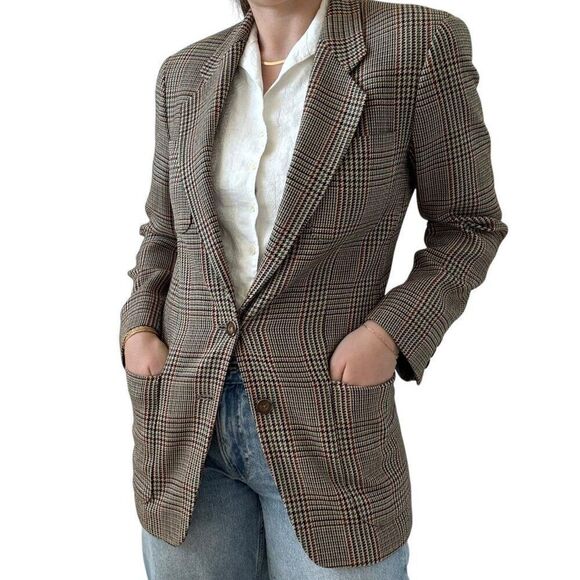 Vintage Country Road Womens Houndstooth Wool Equestrian Preppy Blazer Sz 6 - Picture 1 of 9
